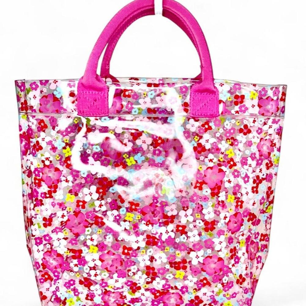 Bath & Body Works Pink Floral Clear Tote Bag